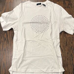 Theory Men’s Off-White Circle Pattern Tee Shirt Size Medium